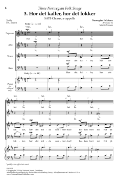 3 Norwegian Folk Songs: Hor Det Kaller, Hor Det Lokker (Download) 