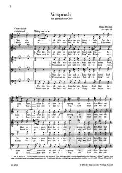 Vorspruch Wer die Musik sich erkiest op.19 von Hugo Distler (Download) 