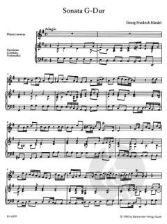 Sonate G-Dur für Flöte und Basso continuo HWV deest von Georg Friedrich Händel (Download) 