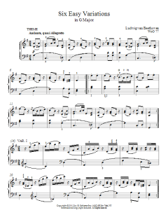 Six Variations In G Major, WoO 77 von Ludwig van Beethoven (Download) 