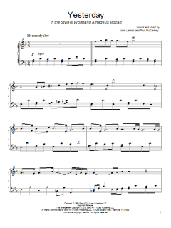 Yesterday (in the style of Wolfgang Amadeus Mozart) von The Beatles (Download) 
