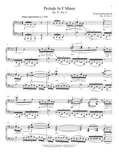 Prelude In F Minor, Op. 32, No. 6 von Sergei Rachmaninoff (Download) 