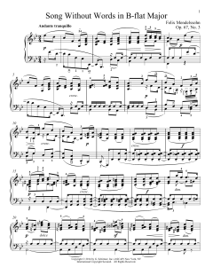 Song Without Words In B-Flat Major, Op. 67, No. 3 von Felix Mendelssohn (Download) 