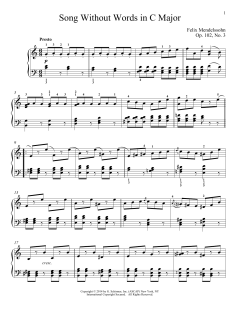 Song Without Words In C Major, Op. 102, No. 3 von Felix Mendelssohn (Download) 