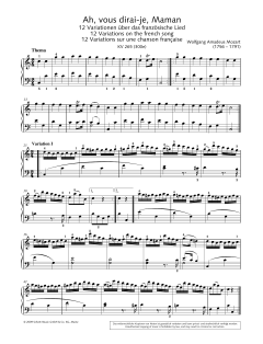 Ah, vous dirai-je, Maman in C major von Wolfgang Amadeus Mozart (Download) 
