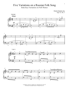 Five Variations On A Russian Folk Song, Op. 51, No. 1 von Dmitri Kabalevsky (Download) 
