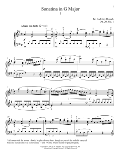 Sonatina In G Major, Op. 20, No. 1 von Jan Ladislaw Dussek (Download) 