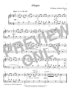Allegro In B Flat Major, K. 3 von Wolfgang Amadeus Mozart (Download) 