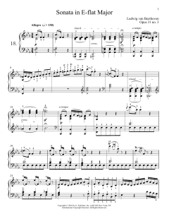 Piano Sonata No. 18 In E-flat Major, Op. 31, No. 3 von Ludwig van Beethoven (Download) 