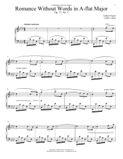Romance Sans Paroles, Op. 17, No. 3 von Gabriel Fauré (Download) 