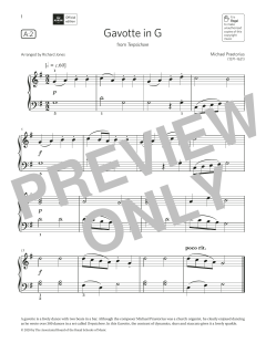 Gavotte in G (Grade Initial, list A2, from the ABRSM Piano Syllabus 2021 & 2022) von Michael Praetorius (Download) 