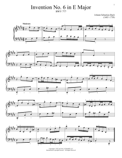 Invention No. 6 In E Major, BWV 777 (Download) 
