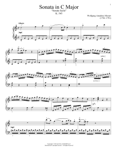 Sonata In C Major, K. 545 von Wolfgang Amadeus Mozart (Download) 