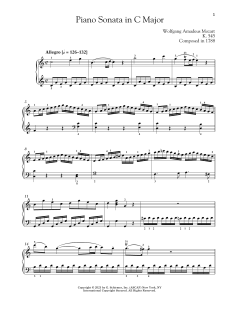 Piano Sonata In C Major, K. 545 von Wolfgang Amadeus Mozart (Download) 