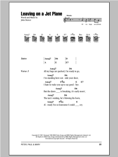 Leaving On A Jet Plane von Peter, Paul & Mary (Download) 