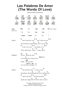 Las Palabras De Amor (The Words Of Love) von Queen (Download) 