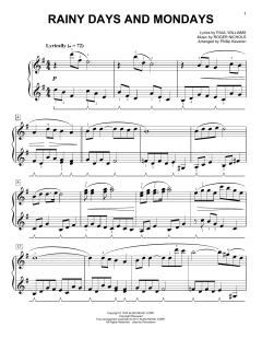 Rainy Days And Mondays [Classical version] von Paul Williams (Download) 
