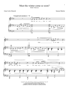 Must The Winter Come So Soon? von Samuel Barber (Download) 