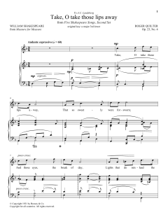 Take, O Take Those Lips Away, Op. 23, No. 4 von William Shakespeare (Download) 
