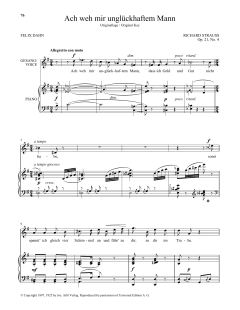 Ach Weh Mir Ungluckhaftem Mann von Richard Strauss (Download) 