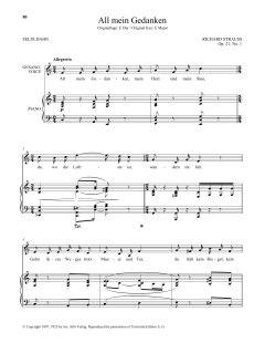 All Mein Gedanken (Low Voice) von Richard Strauss (Download) 