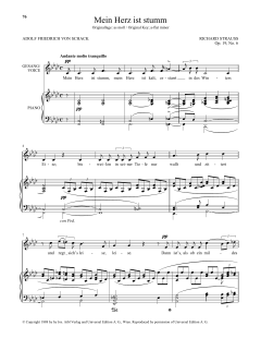 Mein Herz Ist Stumm (Low Voice) von Richard Strauss (Download) 