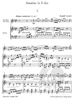 Sonatine für Blockflöte oder Oboe und Klavier F-Dur (1970) von Rudolf Lerich (Download) 