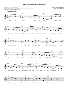 I Want You, I Need You, I Love You von Elvis Presley (Download) 