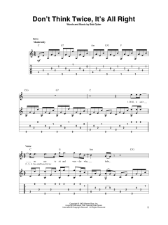 Don't Think Twice, It's All Right von Bob Dylan (Download) 
