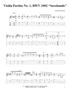 Violin Partita No. 1, BWV 1002 "Sarabande" von Johann Sebastian Bach (Download) 