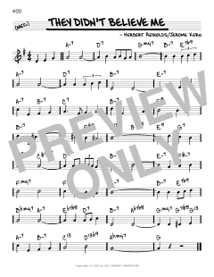 They Didn't Believe Me [Reharmonized version] von Jerome Kern (Download) 