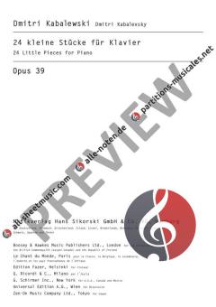24 kleine Stücke op. 39 von Dmitri Kabalewski (Download) 