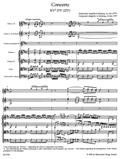 Konzert in D für Violine und Orchester KV 271a von Wolfgang Amadeus Mozart 