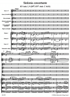 Sinfonia concertante in Es von Wolfgang Amadeus Mozart für Oboe, Klarinette, Horn, Fagott und Orchester im Alle Noten Shop kaufen (Einzelstimme)