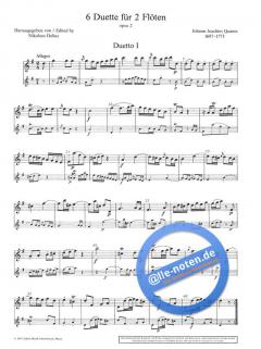 6 Duette op. 2 Heft 1 von Johann Joachim Quantz 