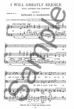 I Will Greatly Rejoice von Edward C. Bairstow 