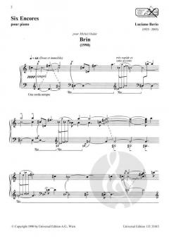 6 Encores von Luciano Berio für Klavier im Alle Noten Shop kaufen