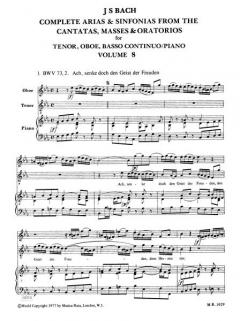 Sämtliche Arien aus den Kantaten, Messen, Oratorien Band 8 (J.S. Bach) 