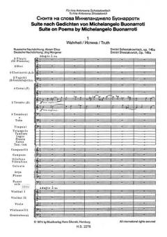 Suite nach Gedichten von Michelangelo Buonarroti von Dmitri Schostakowitsch für Bass und Orchester im Alle Noten Shop kaufen (Partitur)