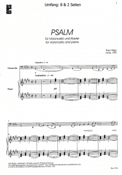 Psalm (Violoncello und Klavier) von Ester Mägi im Alle Noten Shop kaufen