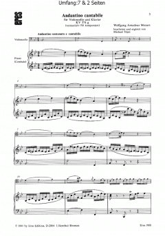 Andantino cantabile (Violoncello, Klavier) von Wolfgang Amadeus Mozart im Alle Noten Shop kaufen