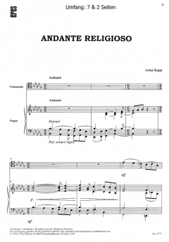 Andante religioso (Violoncello, Orgel) von Artur Kapp im Alle Noten Shop kaufen