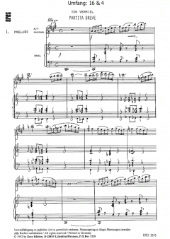 Partita breve (Alt-Saxophon, Orgel) von Ton Verhiel 