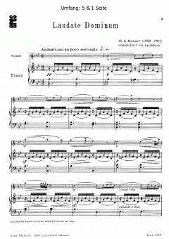 Laudate Dominum (Violine, Klavier) von Wolfgang Amadeus Mozart im Alle Noten Shop kaufen