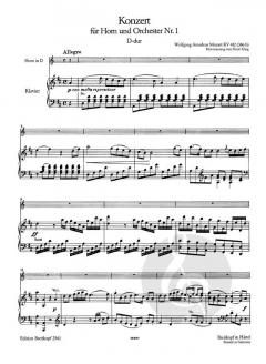 Hornkonzert Nr. 1 D-Dur KV 412 von Wolfgang Amadeus Mozart für Horn und Klavier - EB2561