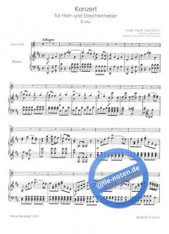 Hornkonzert D-Dur Hob VIId:3 von Joseph Haydn für Horn und Klavier