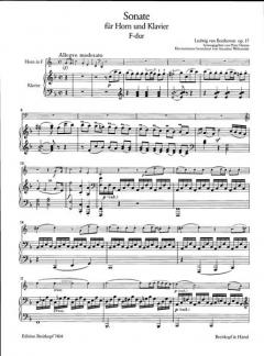 Sonate F-dur op. 17 von Ludwig van Beethoven für Horn und Klavier - EB7404