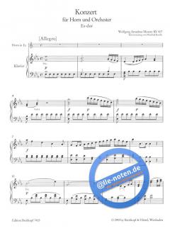 Hornkonzert Es-dur KV417 von Wolfgang Amadeus Mozart für Horn und Klavier