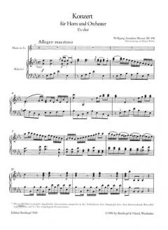 Hornkonzert Es-dur KV 495 von Wolfgang Amadeus Mozart für Horn und Klavier - EB7435