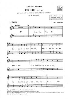 Credo per Coro a 4 Voci Miste e Orchestra RV 591 (Antonio Vivaldi) 